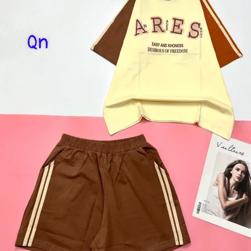 Đồ bộ quần đùi 2 sọc áo tay ngắn in chữ ARES