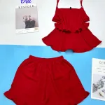 Đồ bộ quần đùi áo 2 dây 2 tầng màu trơn size đại