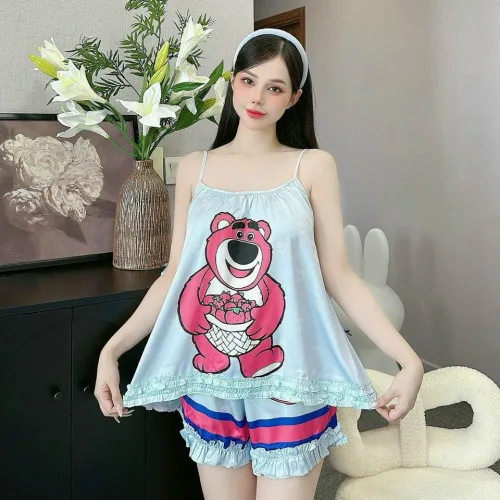 Đồ bộ quần đùi áo 2 dây in nhiều hình dễ thương