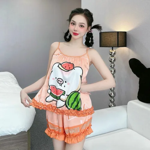 Đồ bộ quần đùi áo 2 dây in nhiều hình dễ thương