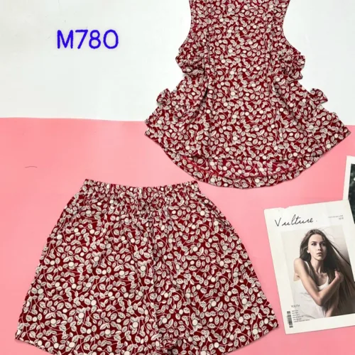 Đồ bộ quần đùi áo ba lỗ có 4 nơ hông áo in nhiều hoạ tiết