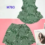 Đồ bộ quần đùi áo ba lỗ có 4 nơ hông áo in nhiều hoạ tiết