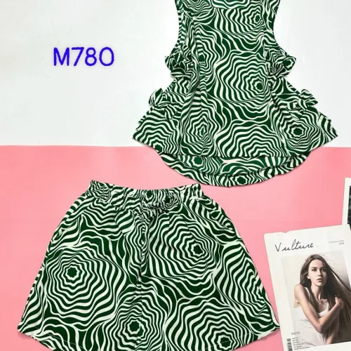 Đồ bộ quần đùi áo ba lỗ có 4 nơ hông áo in nhiều hoạ tiết