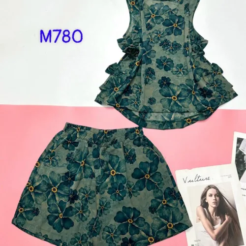 Đồ bộ quần đùi áo ba lỗ có 4 nơ hông áo in nhiều hoạ tiết
