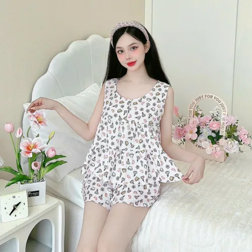 Đồ bộ quần đùi áo ba lỗ  có nút mặc nhà