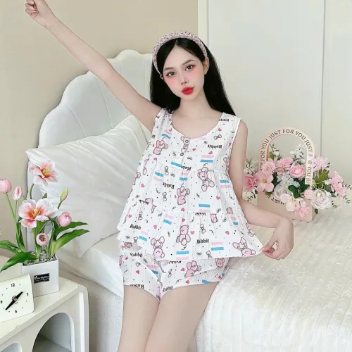 Đồ bộ quần đùi áo ba lỗ  có nút mặc nhà