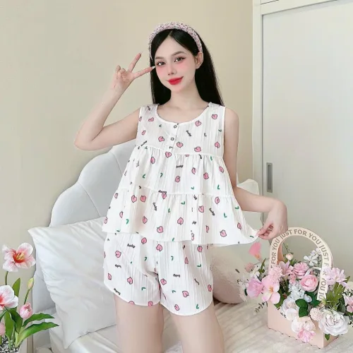 Đồ bộ quần đùi áo ba lỗ  có nút mặc nhà