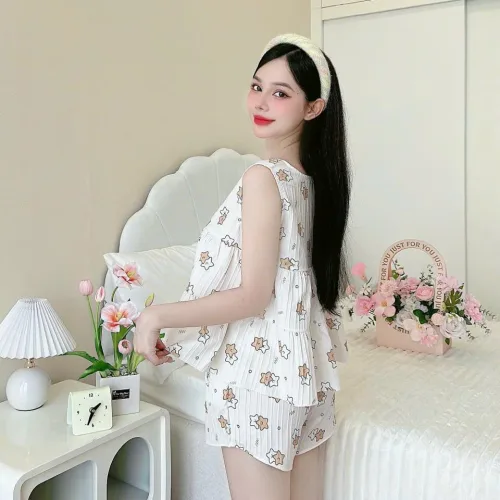 Đồ bộ quần đùi áo ba lỗ  có nút mặc nhà