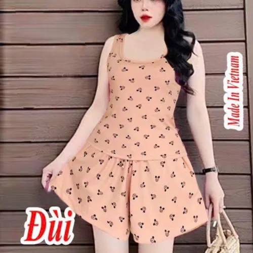 Đồ bộ quần đùi áo ba lỗ hình chuột mickey