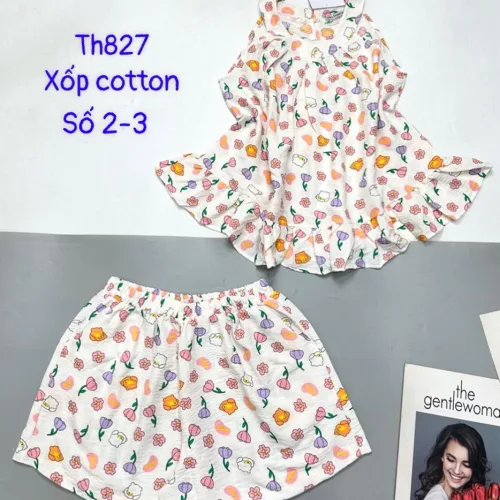 Đồ bộ quần đùi áo ba lỗ xốp cotton nhiều hoạ tiết