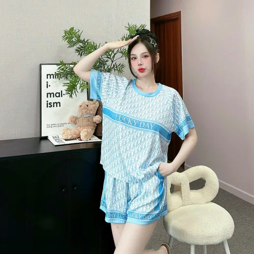 Đồ bộ quần đùi  áo cổ tròn tay ngắn in nhiều hoạ tiết