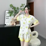 Đồ bộ quần đùi  áo cổ tròn tay ngắn in nhiều hoạ tiết
