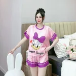 Đồ bộ quần đùi  áo cổ tròn tay ngắn in nhiều hoạ tiết
