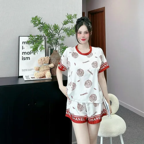 Đồ bộ quần đùi  áo cổ tròn tay ngắn in nhiều hoạ tiết