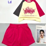 Đồ bộ quần đùi  áo crop top in hình loang màu