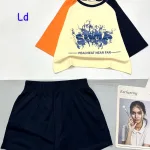 Đồ bộ quần đùi  áo crop top in hình loang màu