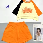Đồ bộ quần đùi  áo crop top in hình loang màu