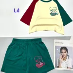 Đồ bộ quần đùi  áo crop top in hình ly nước