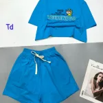 Đồ bộ quần đùi áo croptop cổ tròn in chữ WEEKENDSR