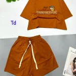 Đồ bộ quần đùi áo croptop cổ tròn in chữ WEEKENDSR
