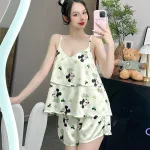 Đồ bộ quần đùi áo dây 2 tầng nhiều hình khác nhau
