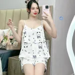 Đồ bộ quần đùi áo dây 2 tầng nhiều hình khác nhau
