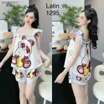 Đồ bộ quần đùi áo dây bảng bèo in nhiều hình thú dễ thương