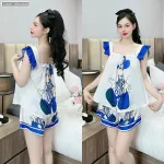 Đồ bộ quần đùi áo dây bảng bèo in nhiều hình thú dễ thương