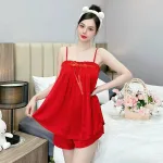 Đồ bộ quần đùi áo dây yếm màu trơn áo dấu quần