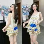 Đồ bộ quần đùi áo hai dây 2 tầng nhiều hình dễ thương