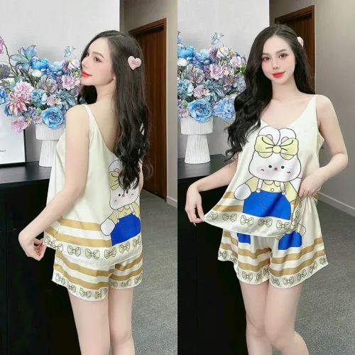 Đồ bộ quần đùi áo hai dây 2 tầng nhiều hình dễ thương