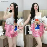 Đồ bộ quần đùi áo hai dây 2 tầng nhiều hình dễ thương