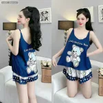 Đồ bộ quần đùi áo hai dây 2 tầng nhiều hình dễ thương