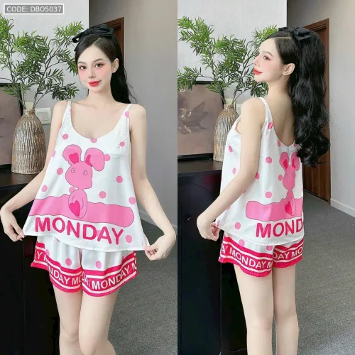 Đồ bộ quần đùi áo hai dây 2 tầng nhiều hình dễ thương
