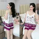 Đồ bộ quần đùi áo hai dây 2 tầng nhiều hình dễ thương