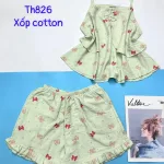 Đồ bộ quần đùi áo hai dây xốp cotton mặc nhà