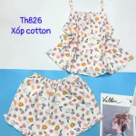Đồ bộ quần đùi áo hai dây xốp cotton mặc nhà