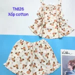 Đồ bộ quần đùi áo hai dây xốp cotton mặc nhà