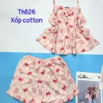 Đồ bộ quần đùi áo hai dây xốp cotton mặc nhà