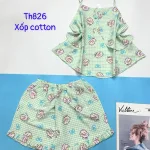 Đồ bộ quần đùi áo hai dây xốp cotton mặc nhà