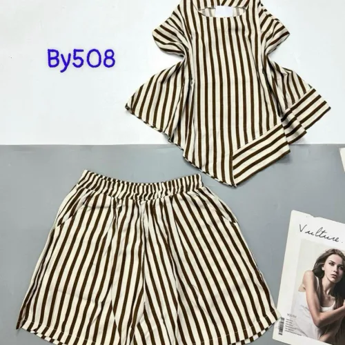 Đồ bộ quần đùi áo quần sọc 2 dây xéo dưới