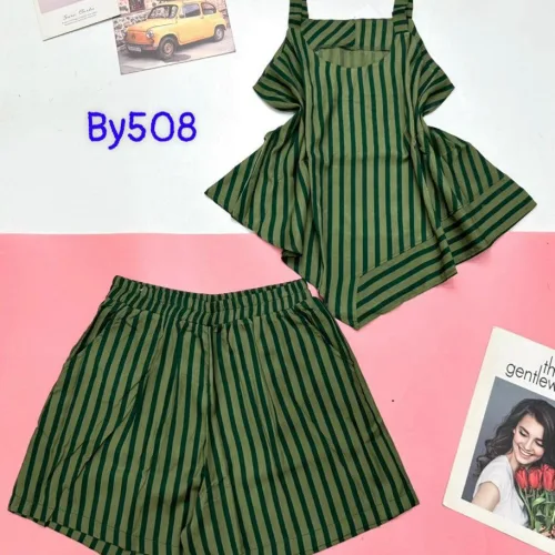 Đồ bộ quần đùi áo quần sọc 2 dây xéo dưới