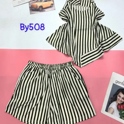 Đồ bộ quần đùi áo quần sọc 2 dây xéo dưới