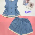 Đồ bộ quần đùi áo sát nách có nút trơn phối ren