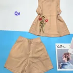 Đồ bộ quần đùi áo sát nách có thêu cành hoa