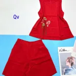 Đồ bộ quần đùi áo sát nách có thêu cành hoa