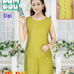 Đồ bộ quần đùi áo sát nách trơn đằng sau có nút
