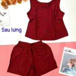 Đồ bộ quần đùi áo sát nách trơn đằng sau có nút