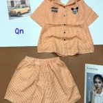Đồ bộ quần đùi áo sơ mi tay ngắn cổ bẻ in hình mickey