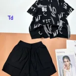 Đồ bộ quần đùi áo sơ mi tay ngắn cổ bẻ in số 95